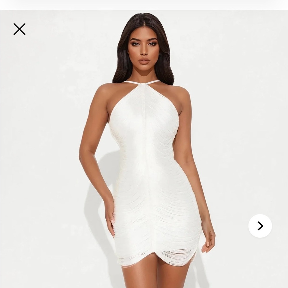 White Strapless Ruched Mini Dress
